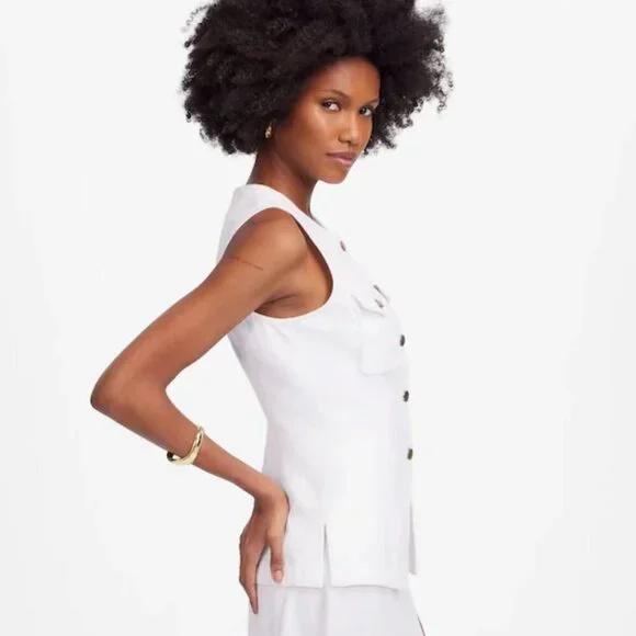 NWT Madewell White Denim High Crewneck Vest - Size: 16 (XL) - Picture 9 of 11